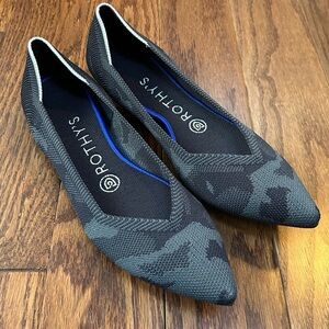 Rothy's The Point Camouflage Black and Gray Pointed Toe Flats Size 7